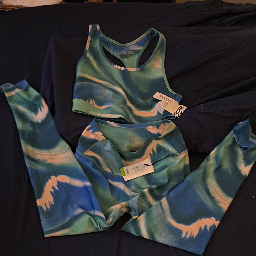Splits59 Blue and White Activewear Set